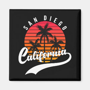 San Diego Retro Sonnenuntergang und Palmen Bäume M Magnet
