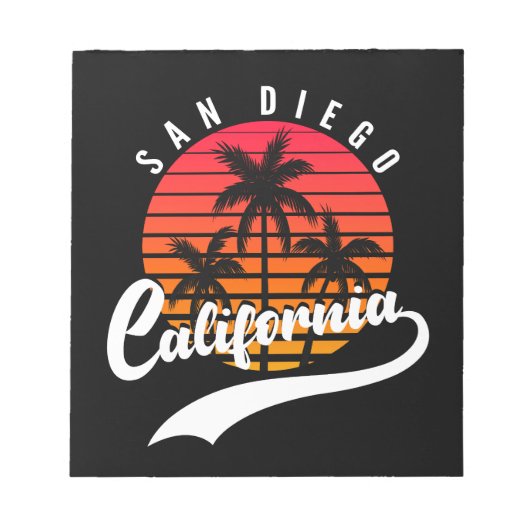 San Diego Retro Sunset Notepad Notizblock (Vorderseite)