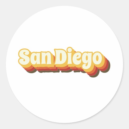 San Diego Retro Vintager Text Runder Aufkleber (Vorderseite)