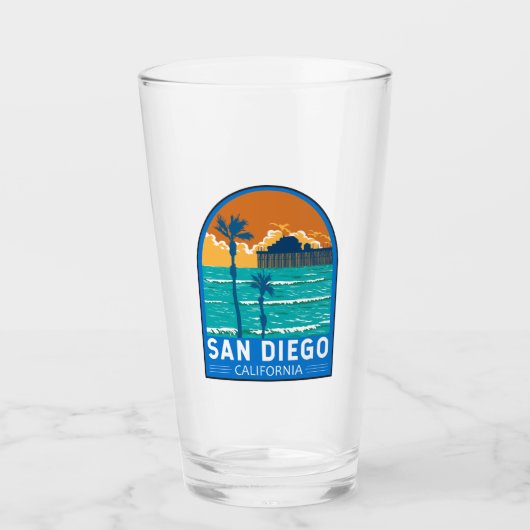San Diego Rodelbahn mit Aussicht Vintag Glas (Vorderseite)