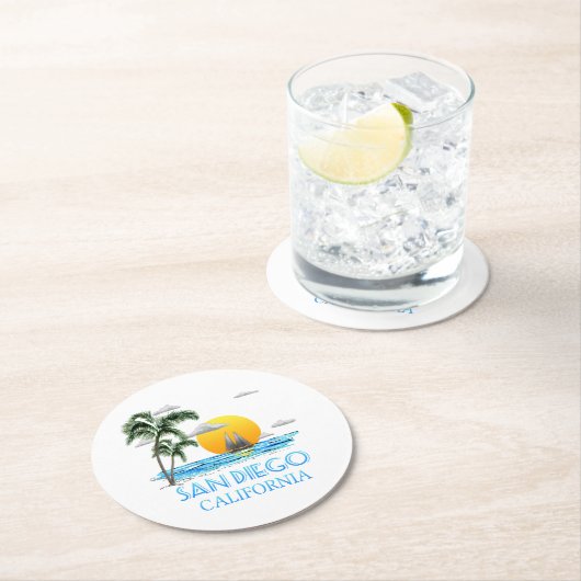San Diego Runder Pappuntersetzer (Vor Ort)