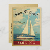 San Diego Save the Date Sailboat Nautical Ankündigungspostkarte (Vorne/Hinten)