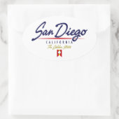 San Diego Script Ovaler Aufkleber (Tasche)