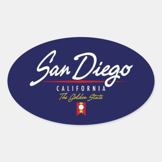 San Diego Script Ovaler Aufkleber (Vorderseite)