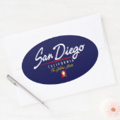 San Diego Script Ovaler Aufkleber (Umschlag)