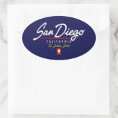 San Diego Script Ovaler Aufkleber (Tasche)