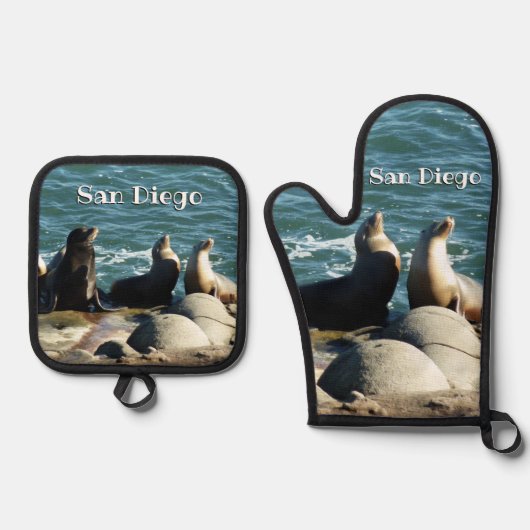 San Diego Sea Lions Ofenhandschuh & Topflappen-Set (Vorderseite)