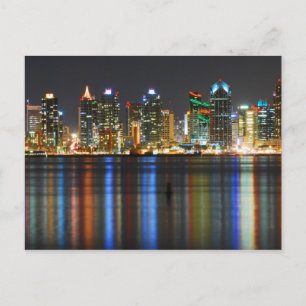San Diego Skyline bei Nacht Postkarte