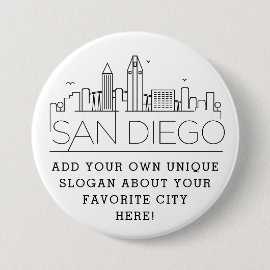 San Diego Skyline | Benutzerdefinierter Slogan-But Button (Vorderseite)