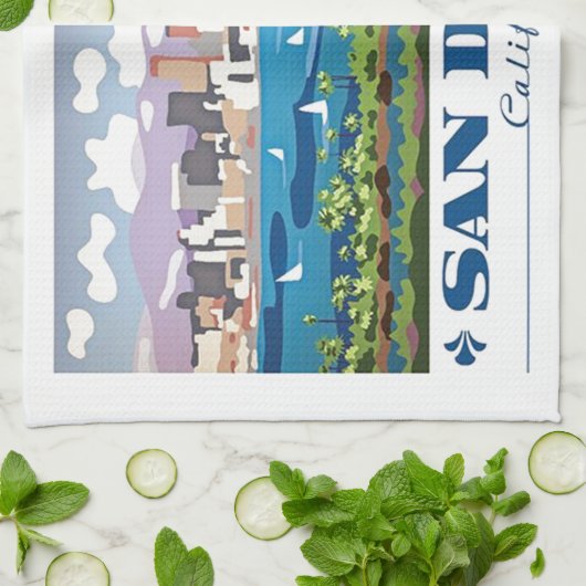 San Diego Skyline Küchentuch (Gefaltet)