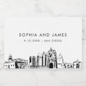 San Diego Skyline Mini Schaumweinetikett (Einzelnes Label)