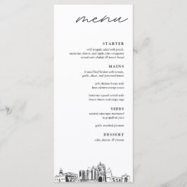 San Diego Skyline Modern Wedding Dinner Menu Menükarte