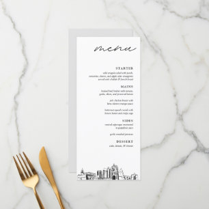 San Diego Skyline Modern Wedding Dinner Menu Menükarte