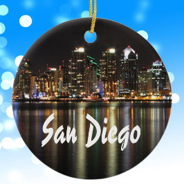 San Diego Skyline nachts Keramik Ornament