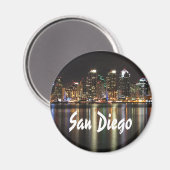 San Diego Skyline nachts über das Wasser Magnet (Vorderseite/Rückseite)