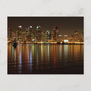 San Diego Skyline Night Postkarte