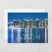 San Diego Skyline Night Travel Souvenir Postkarte (Vorne/Hinten)