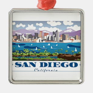 San Diego Skyline Ornament Aus Metall