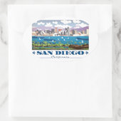 San Diego Skyline Ovaler Aufkleber (Tasche)