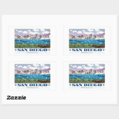 San Diego Skyline Rechteckiger Aufkleber (Blatt)