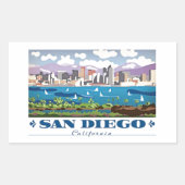 San Diego Skyline Rechteckiger Aufkleber (Vorderseite)