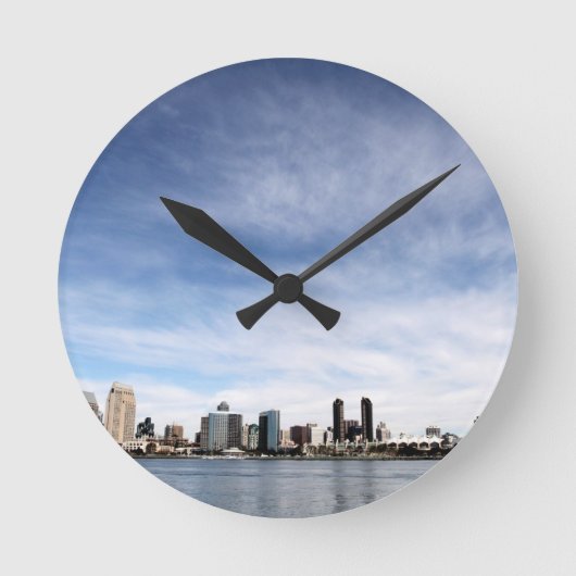 San Diego Skyline Runde Wanduhr (Vorderseite)