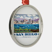 San Diego Skyline Silbernes Ornament (Rechts)