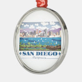 San Diego Skyline Silbernes Ornament (Links)