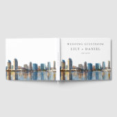 San Diego Skyline Watercolor Wedding Gästebuch (Voll)