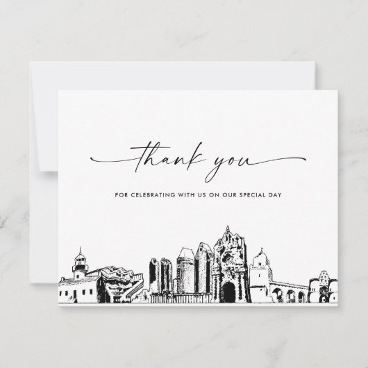 San Diego Skyline Wedding Foto Danke Karte (Vorderseite)