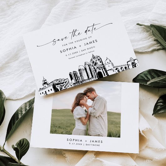 San Diego Skyline Wedding Save the Date Card Einladung