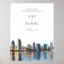 San Diego Skyline Wedding Welcome Sign