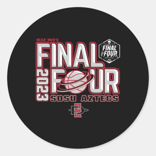 San Diego Staat Aztecs Final Four 2023 Basketball Runder Aufkleber (Vorderseite)