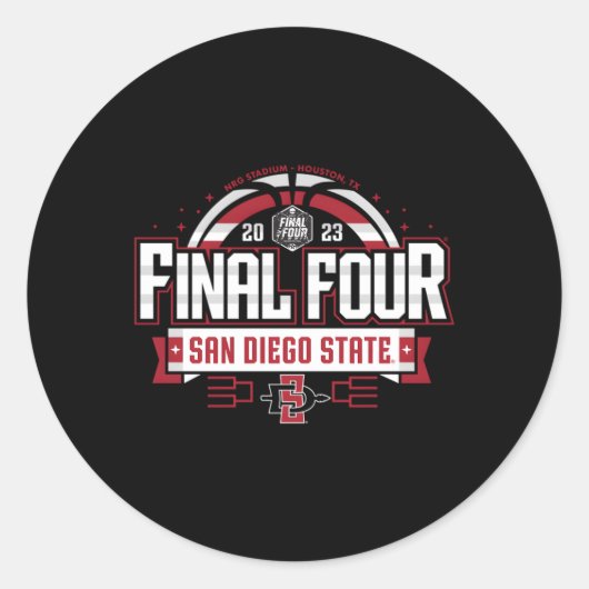 San Diego Staat Aztecs Final Four 2023 Basketball Runder Aufkleber (Vorderseite)