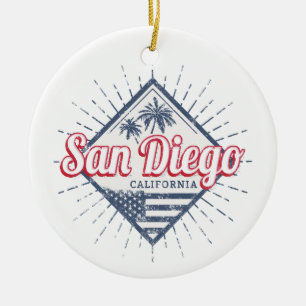 San Diego Stadt Kalifornien Retro Palmen Vintage Keramik Ornament