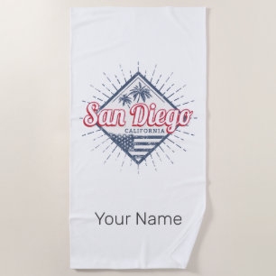 San Diego Stadt Kalifornien Retro Palmen Vintage Strandtuch