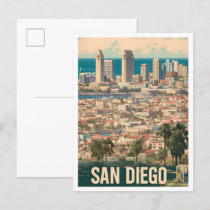 San Diego Stadt Kalifornien USA Kunst Vintage Reis Postkarte