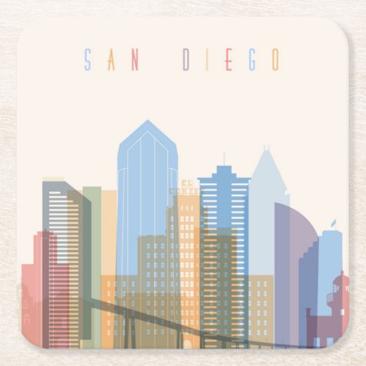 San Diego Stadt-Skyline Rechteckiger Pappuntersetzer (Vorderseite)