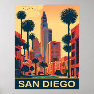 San Diego, Stadtstraßen, Reise Poster