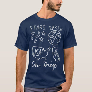 San Diego Stars Earth USA Kalifornien Weißer Text T-Shirt