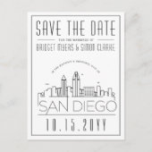 San Diego | Stilisierte Skyline Save the Date Postkarte (Vorderseite)