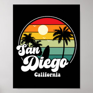 San Diego Strand Kalifornien Surfen Surfer Souveni Poster