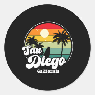 San Diego Strand Kalifornien Surfen Surfer Souveni Runder Aufkleber