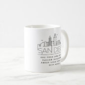 San Diego Stylized Skyline | Benutzerdefinierter S Kaffeetasse (VorderseiteRechts)