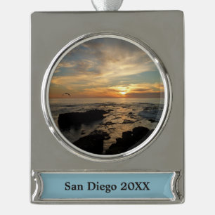 San Diego Sunset I California Seascape Banner-Ornament Silber