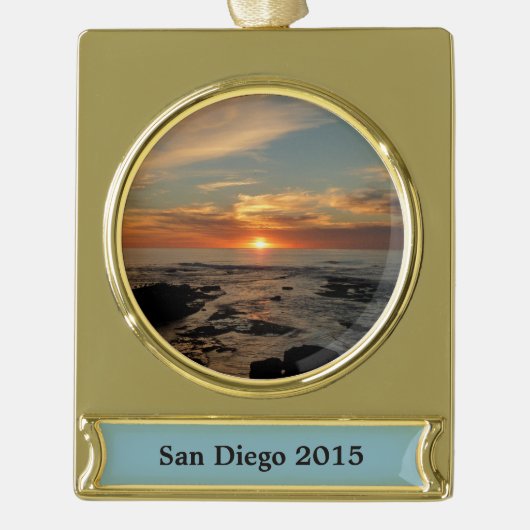 San Diego Sunset II California Seascape Banner-Ornament Gold (Vorderseite)