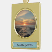 San Diego Sunset II California Seascape Banner-Ornament Gold (Links)