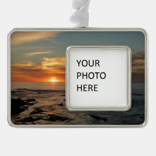 San Diego Sunset II California Seascape Rahmen-Ornament Silber