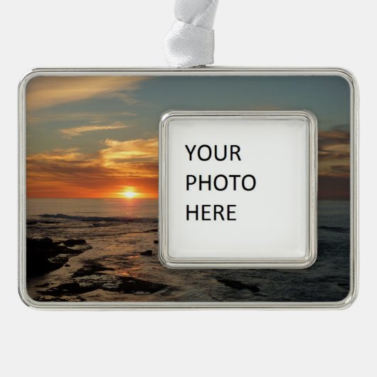 San Diego Sunset II California Seascape Rahmen-Ornament Silber (Vorderseite)