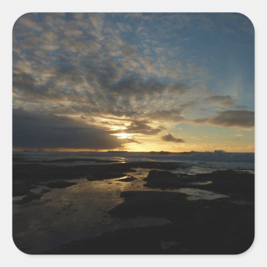 San Diego Sunset III Atemberaubendes Kalifornien L Quadratischer Aufkleber (Vorderseite)